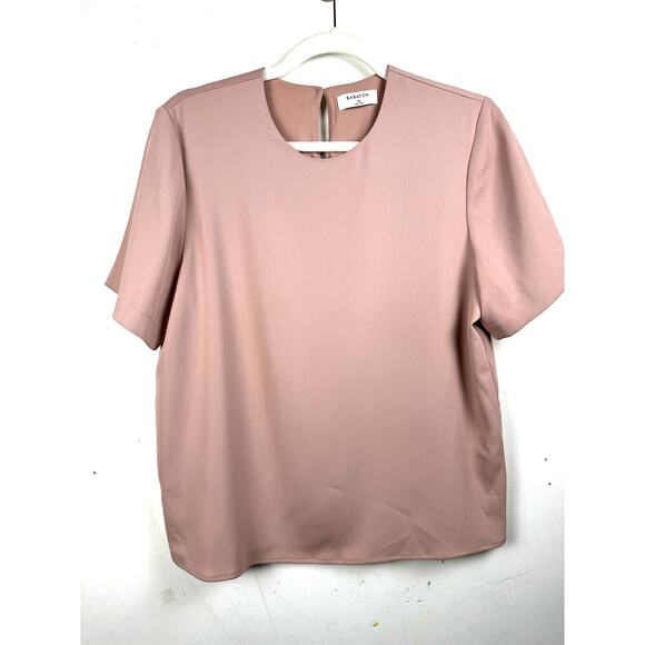 Aritzia Babaton Neutral Tone Pink Minimalist Short Sleeve Oversized Flowy Blouse - Picture 1 of 6
